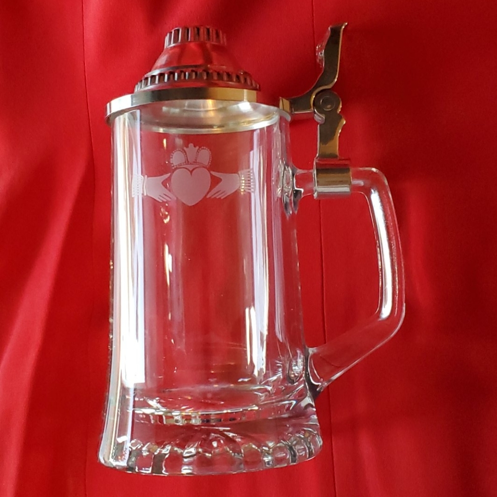 Mullingar Pewter Claddagh Glass Stein